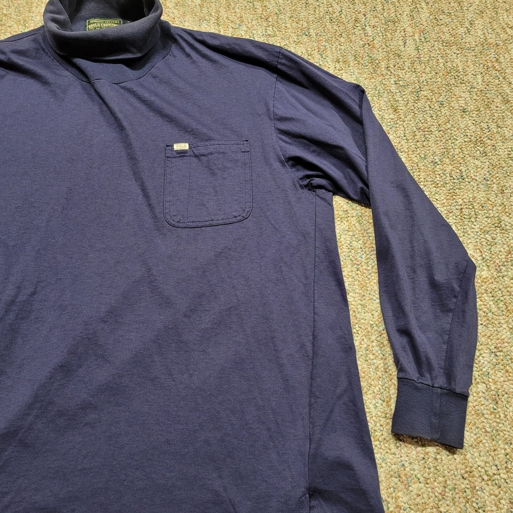 Polo Country Ralph Lauren Shirt Mens Medium Blue Turtleneck Pullover Long Sleeve - Picture 6 of 15